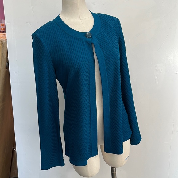 St john Mystic teal blue wool blend sweater brand new size 4